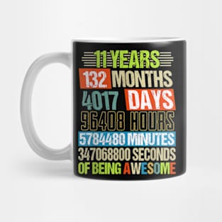 11 Years 132 Months Of Being Awesome 11th Birthday Countdown Mug